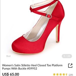 Red stiletto platform heels